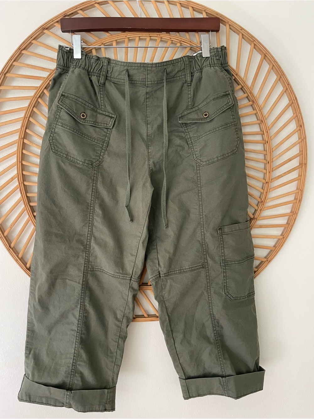 Pilcro Men's Olive Cargo Trousers with Utility Pockets
